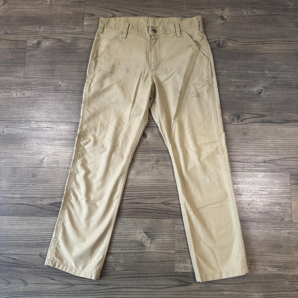 Carhartt Pants Mens 32x30 Beige Canvas Relaxed Fit Carpenter Workwear Utility